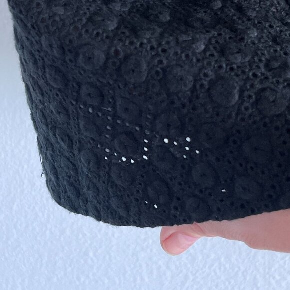 Theory Etiara Eyelet V-Neck Sleeveless A-Line Black Mini Dress Size 10 - Picture 9 of 12